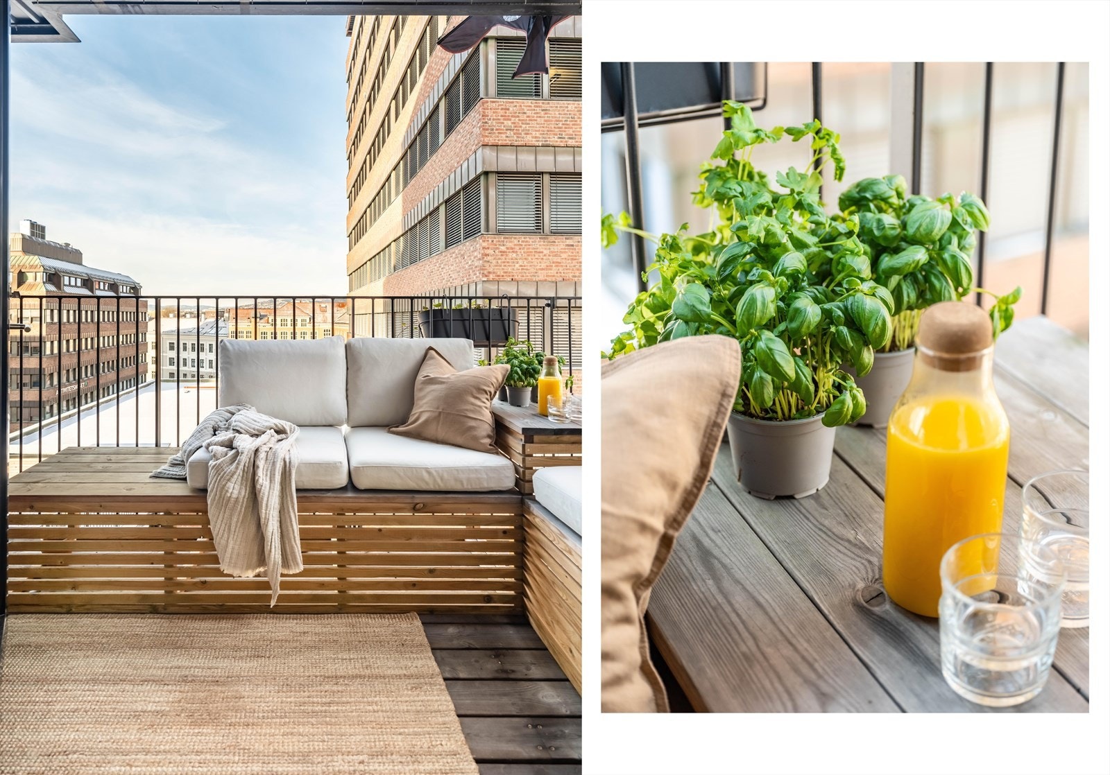 Fra stuen finner vi leilighetens balkong. Balkongen er av fin størrelse, med plass til både deg og et utvalg av dine nærmeste venner. Galleribilde