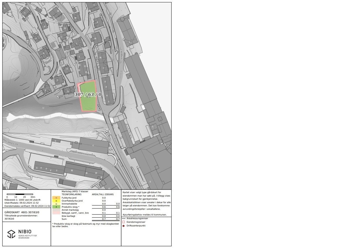 gnr. 307 bnr. 63, areal avsatt til parkering i eldre kommunedelplan Galleribilde