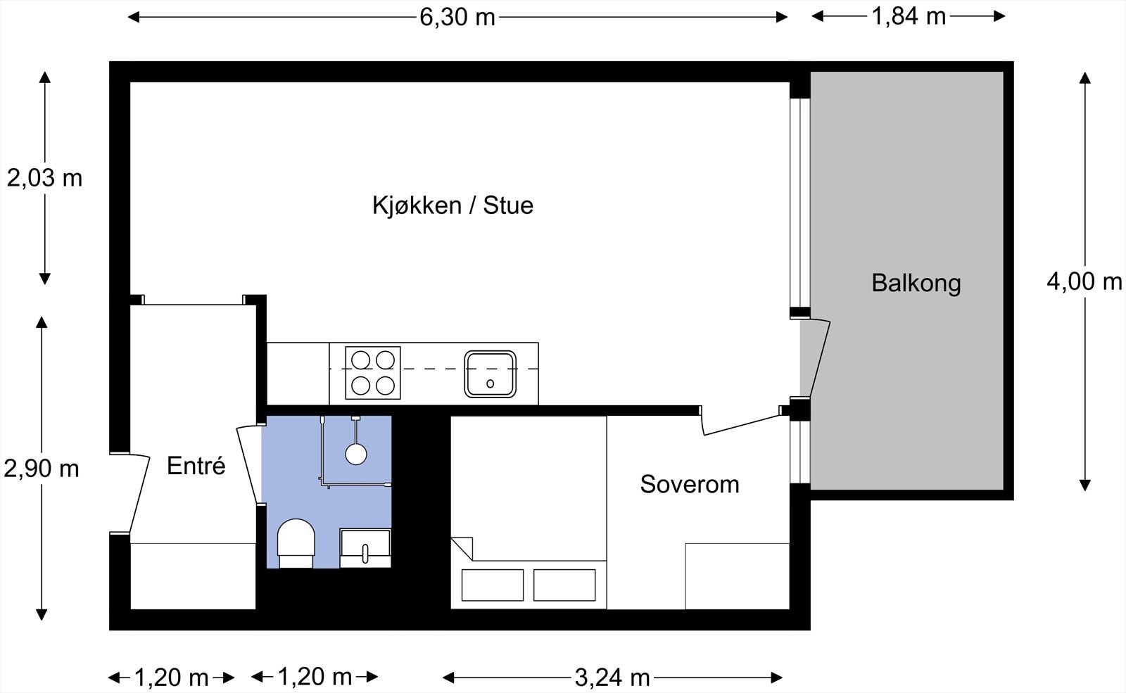 Optimal og arealeffektiv planløsning. Galleribilde