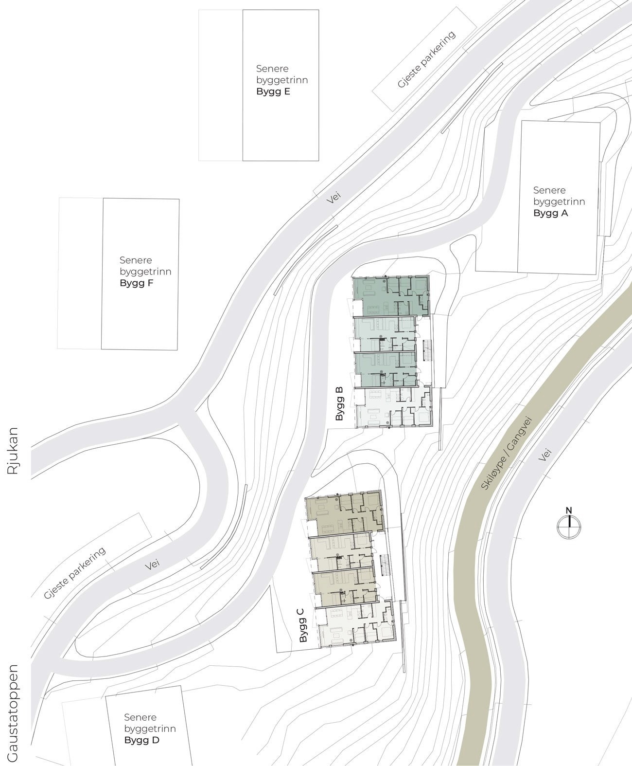 Situasjonskart Kollen SkiLodge Bygg B og C per 2022 Galleribilde