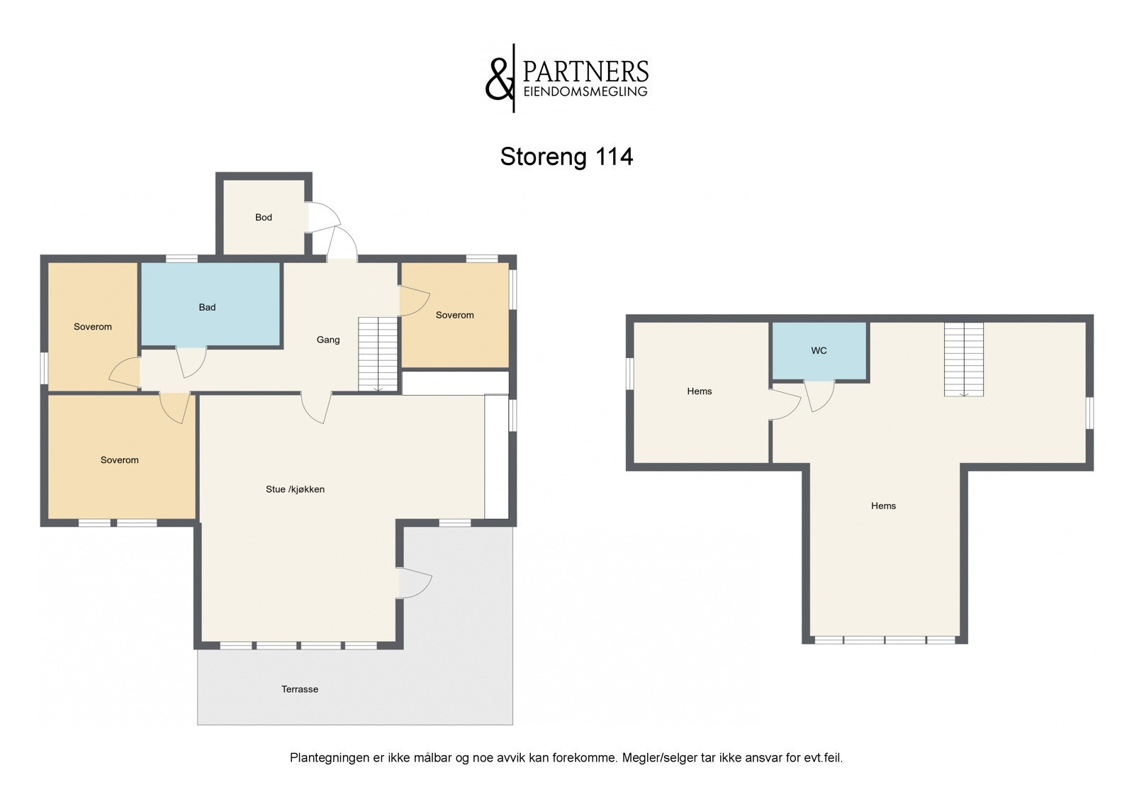 Plantegning av 1. etasje og loft Galleribilde