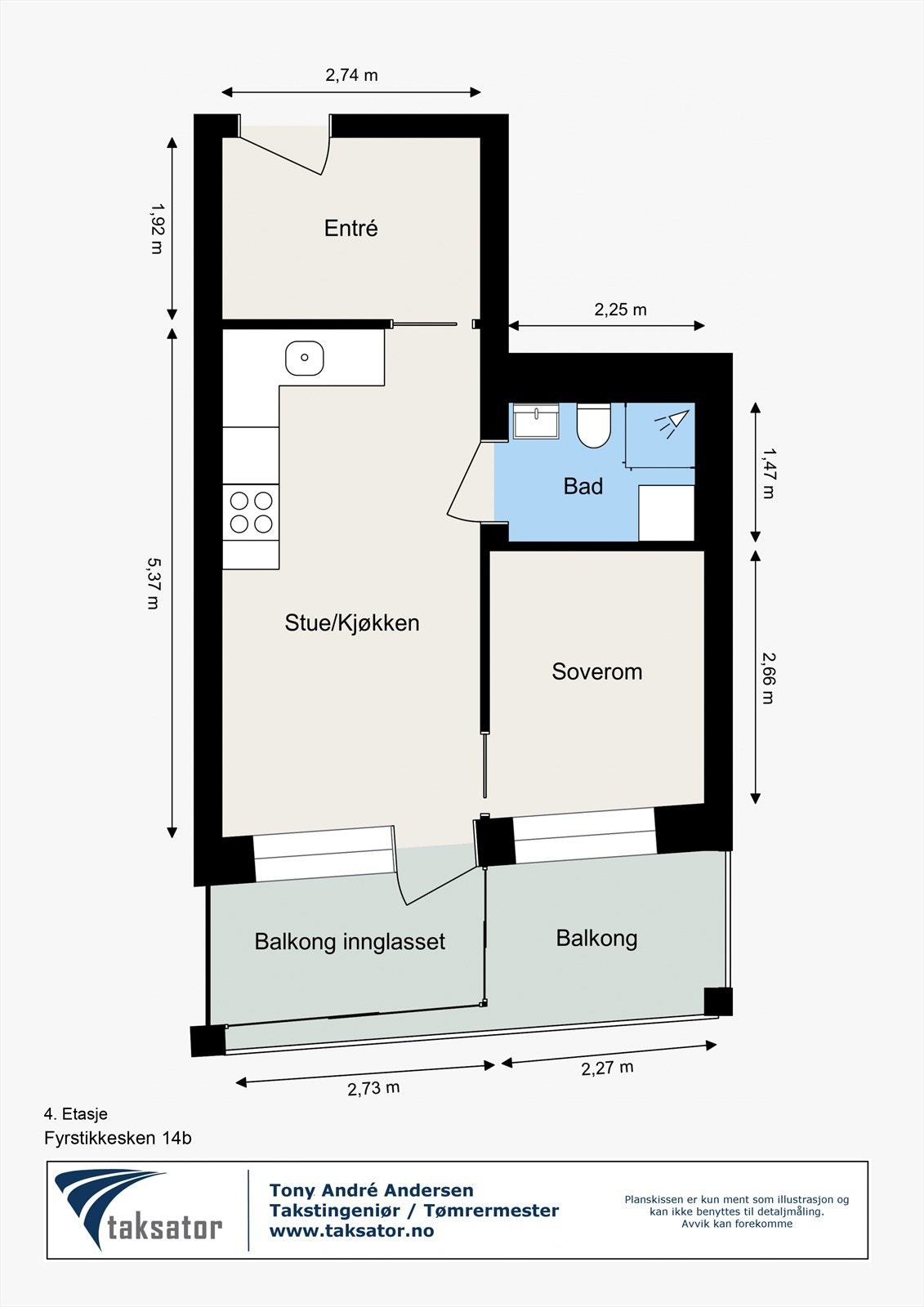 Plantegning - Fyrstikkesken 14B - 4. Etasje - Ikke målbar Galleribilde