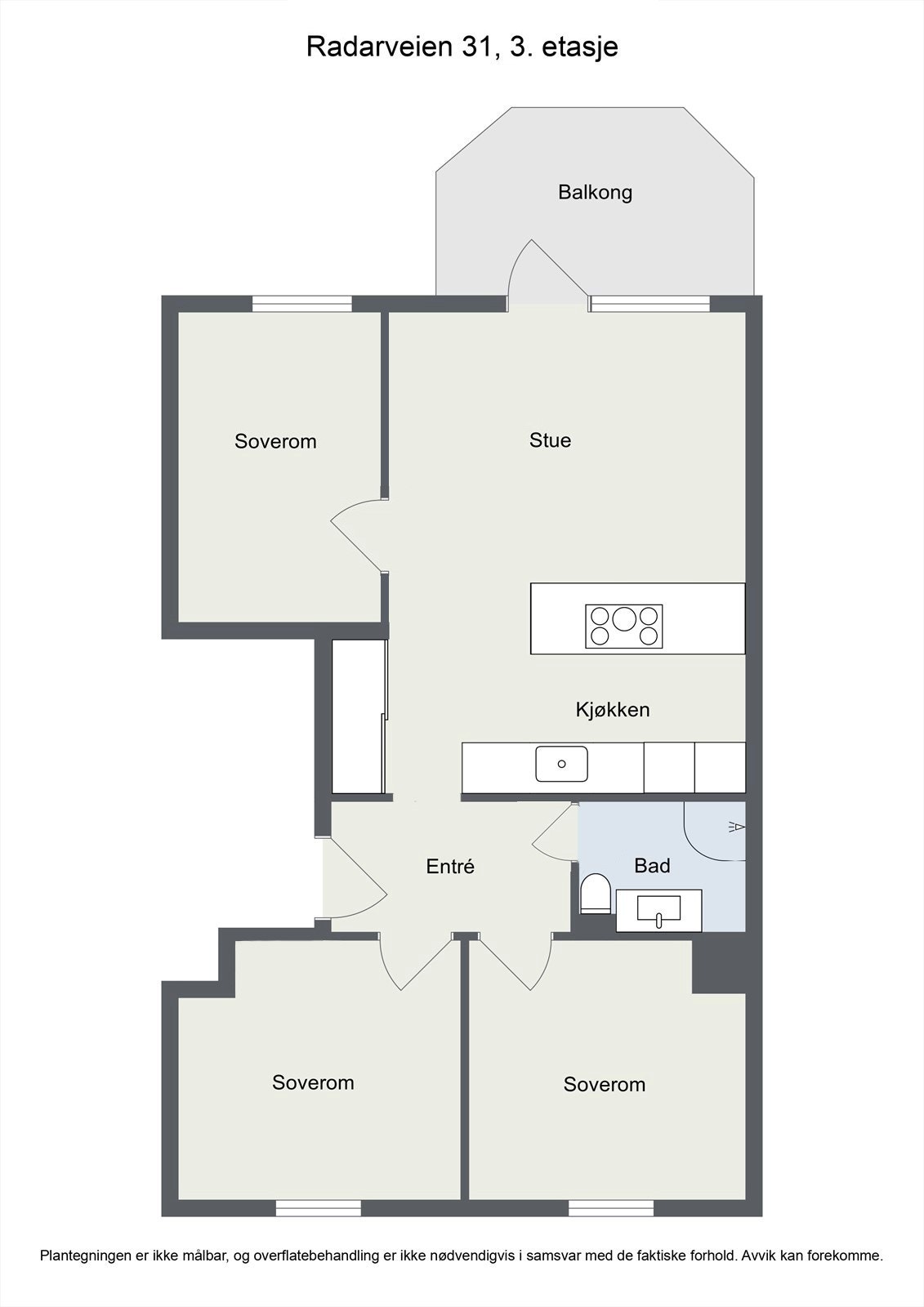 Alternativ plantegning. Med enkle grep kan dette bli en 4 roms leilighet. Galleribilde