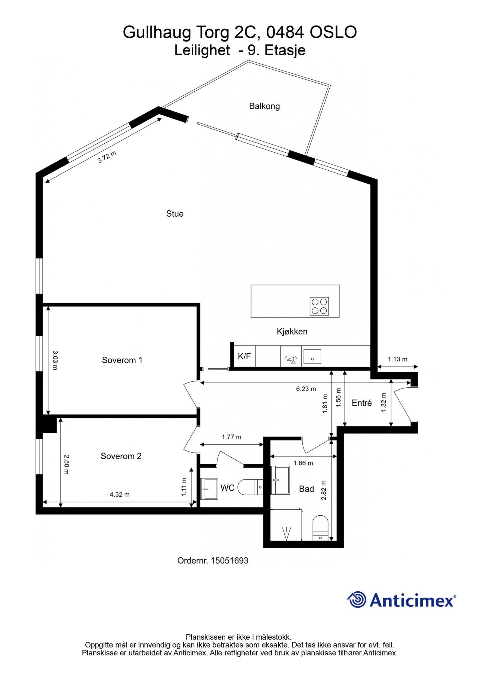 Plantegning med mål Galleribilde