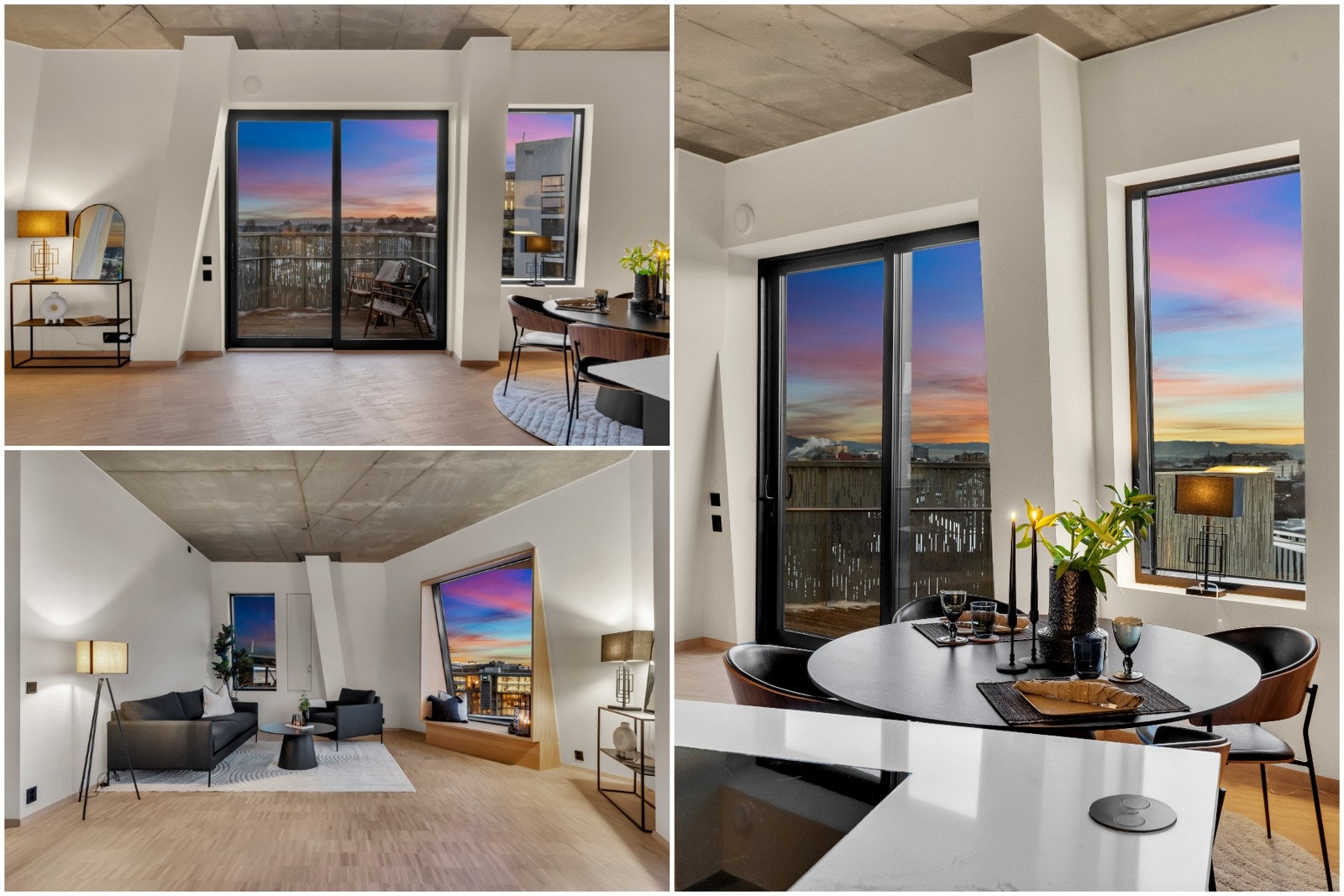 Vinduer på flere sider av leilgheten bidrar til maksimalt med lys og utsikt Galleribilde