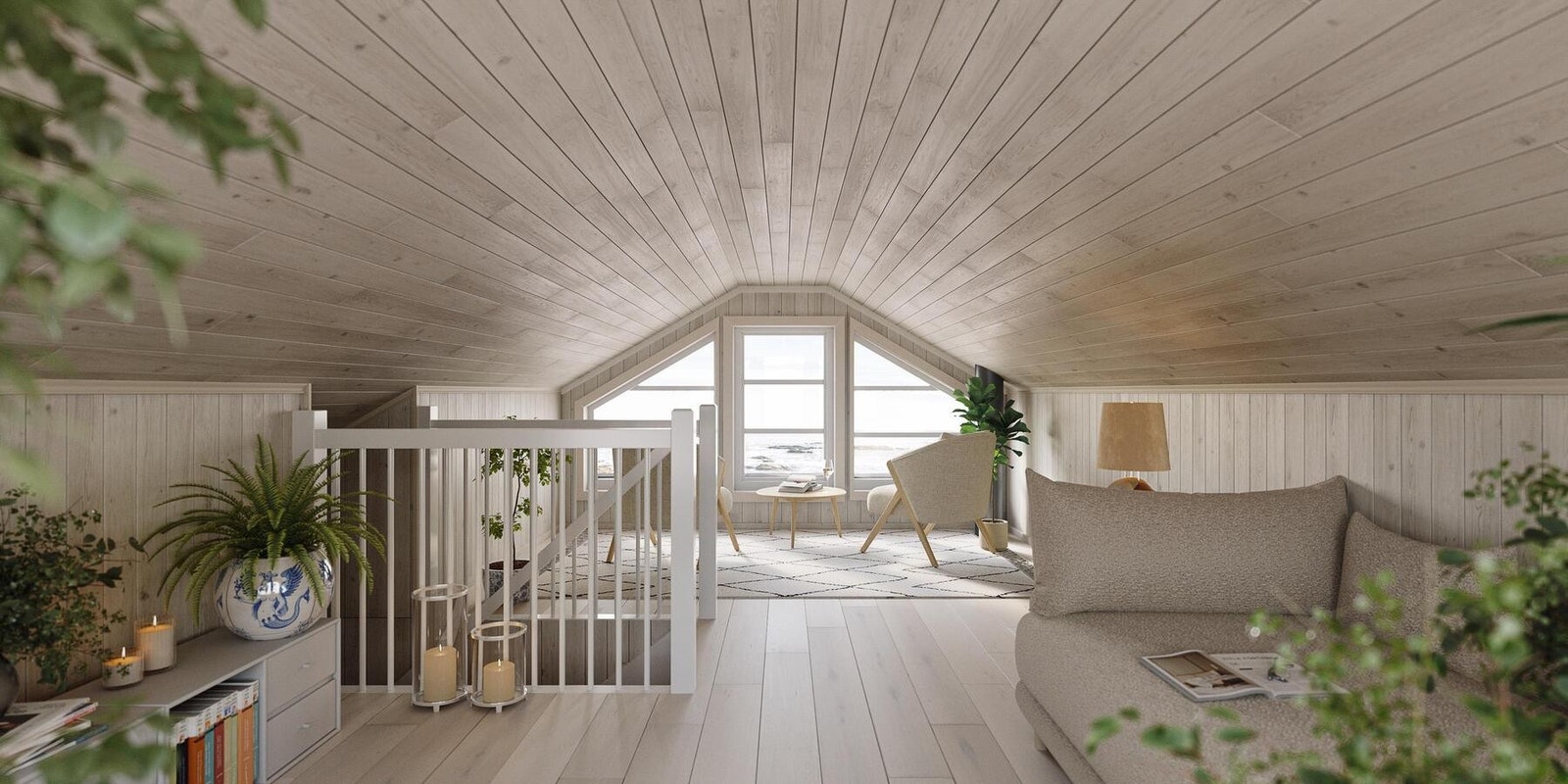 Hemsen gir god ekstra plass til familie og venner.
Illustrasjon. Galleribilde