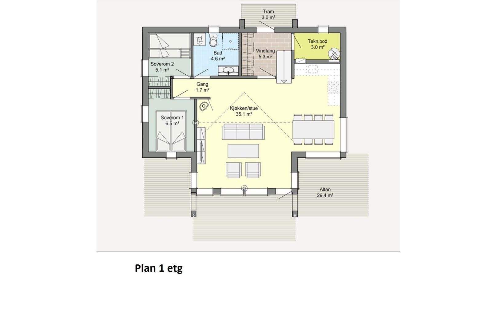 Plan 1etg. Ilustrasjonsbilde Galleribilde