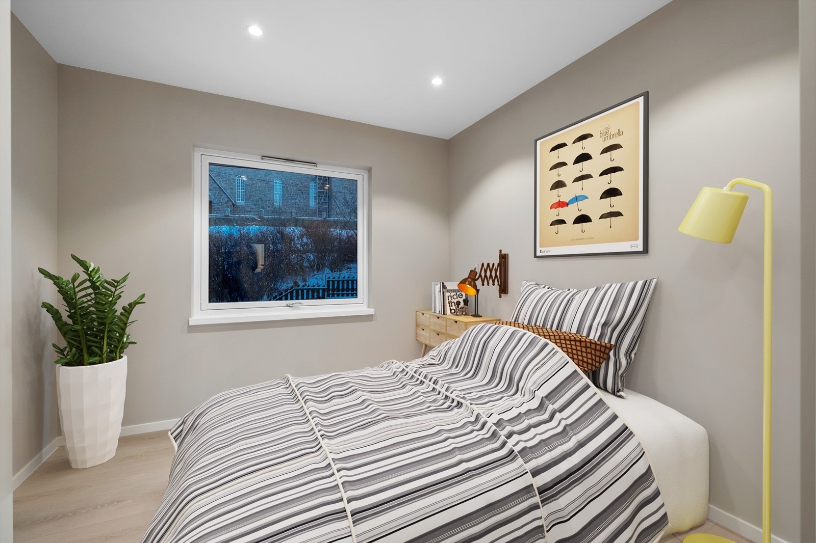 Soverom med illustrert innredning. Galleribilde