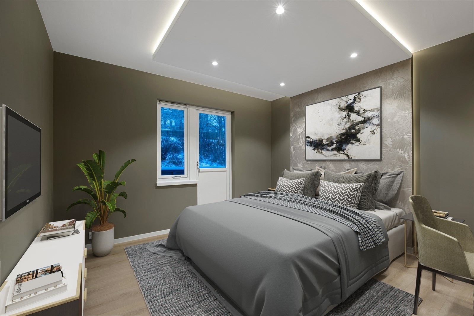 Hovedsoverom med illustrert innredning. Galleribilde