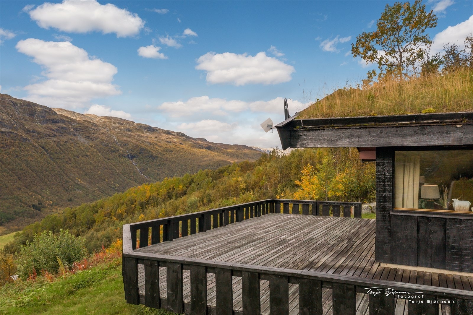 Her kan du sitte på den store solrike terrassen og bare nyte den gode fjellfølelsen og roen naturen gir deg! Galleribilde