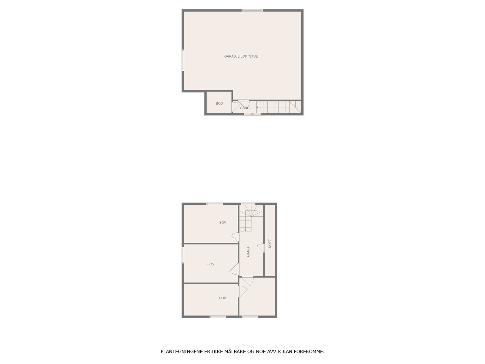 Plantegning loftsetasje for bolig og garasje. Galleribilde