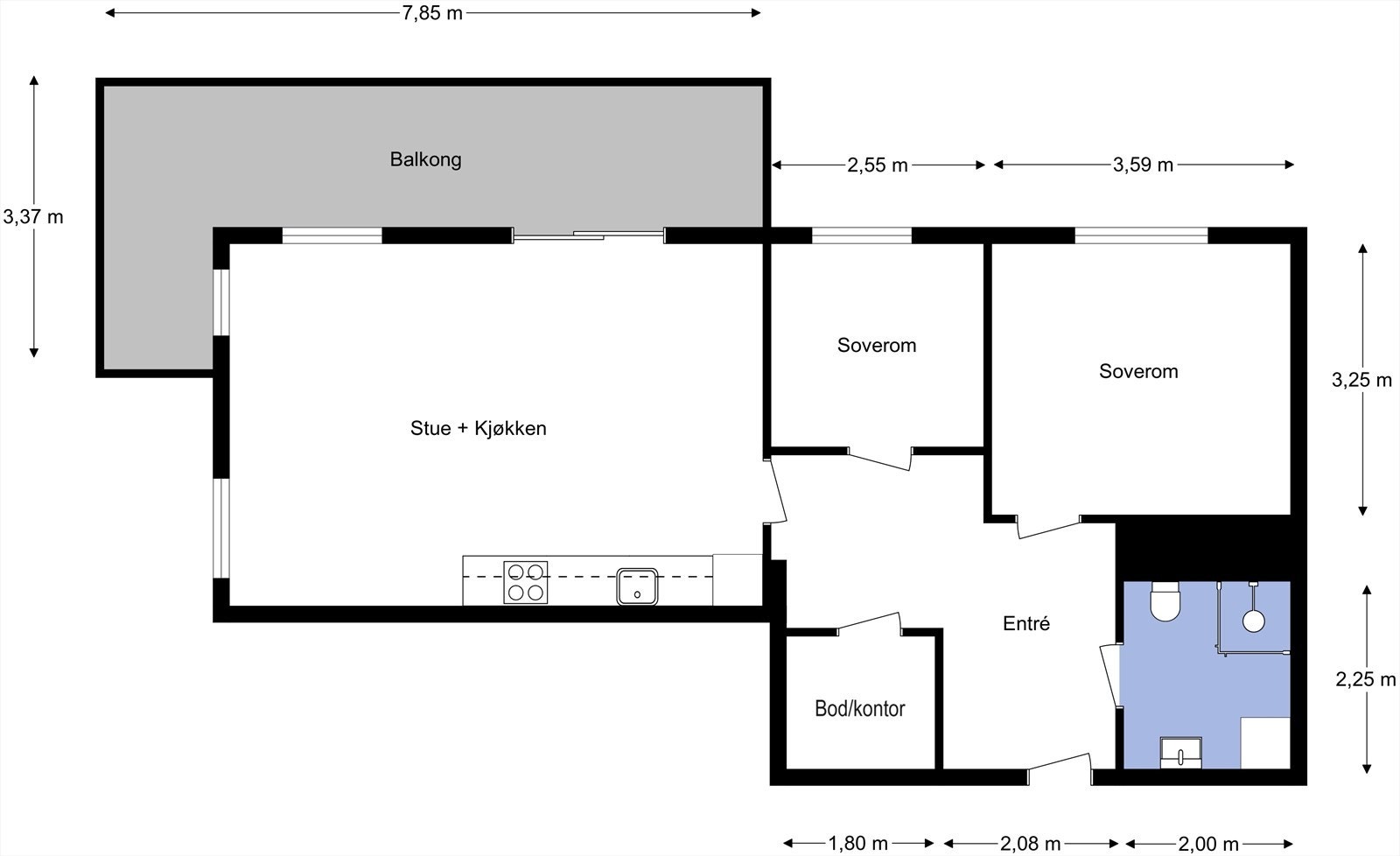 Vi starter med plantegning så du får orientert deg. Galleribilde