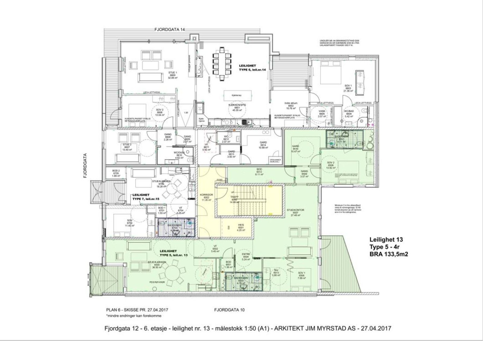 Plantegning fra arkitekt i prosjekteringsfase, mindre endringer forekommer Galleribilde