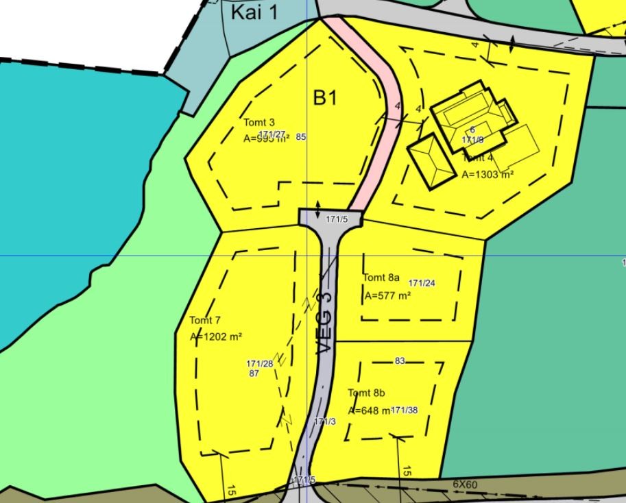 Reguleringskart og bestemmelser leses i salgsoppgaven Galleribilde