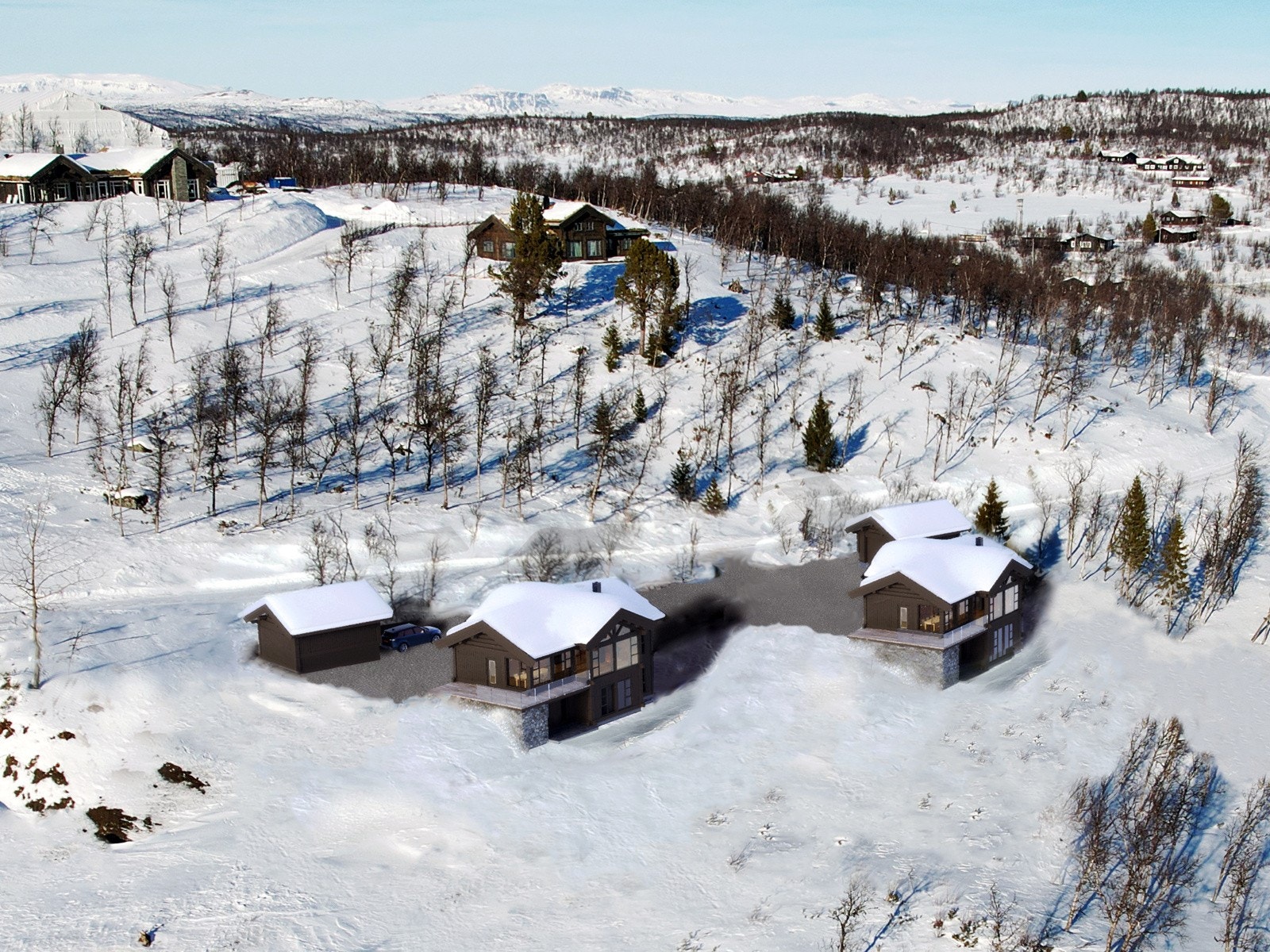 Illustrasjon - avvik vil forekomme. Det leveres ikke garasje. Det byggesøkes med carport. Carport må evt. bestilles som tilvalg. Galleribilde