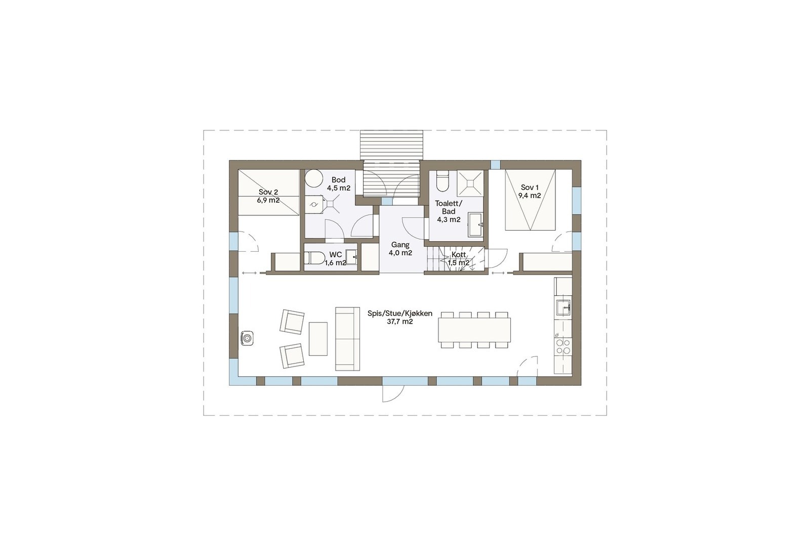 Plantegning hovedplan Vy19AH som er priset i annonsen Galleribilde
