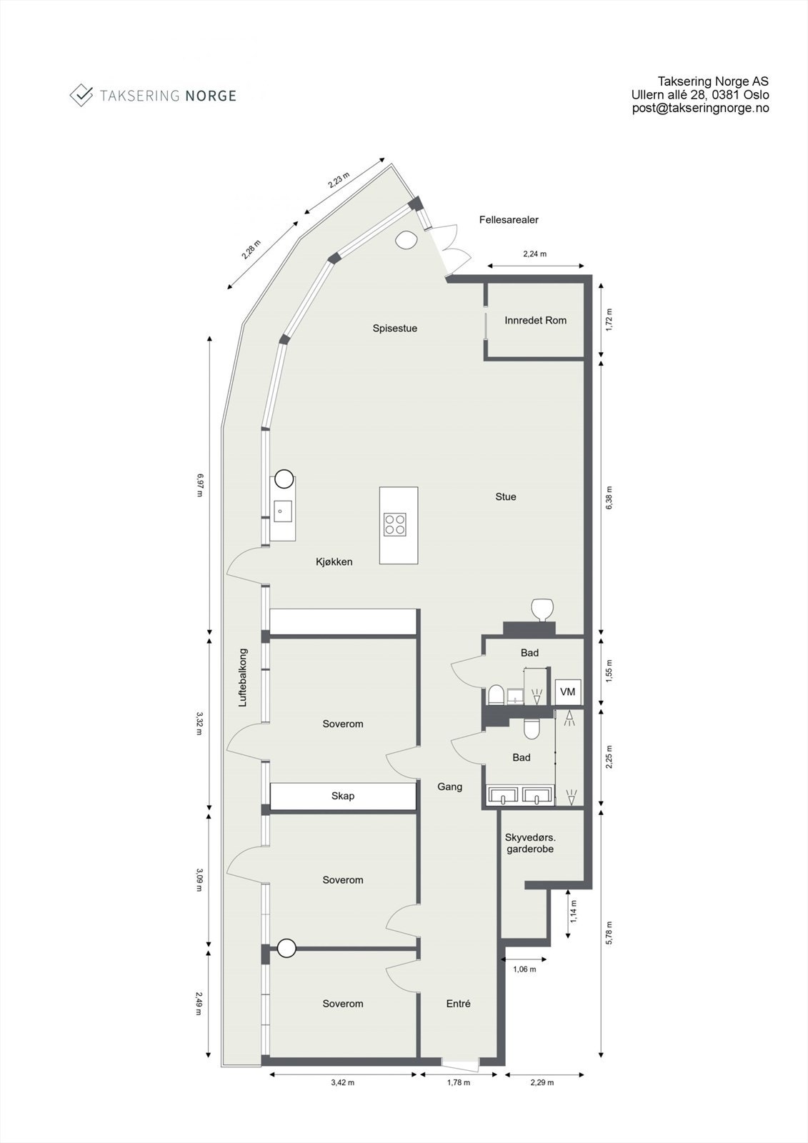 Leilighetens plantegning. Galleribilde
