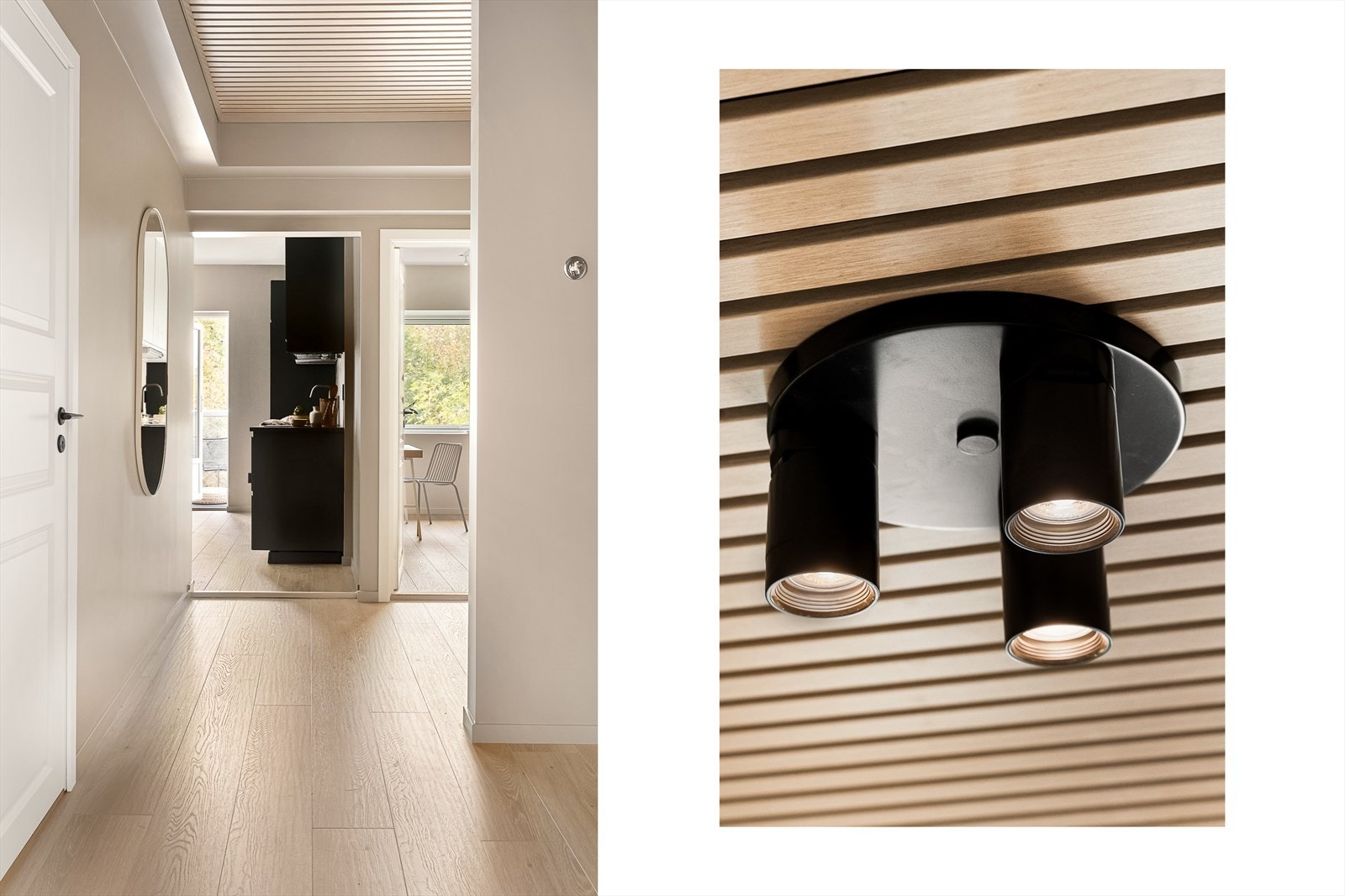 - En lys og innbydende gang med et lekkert spile-tak - Galleribilde