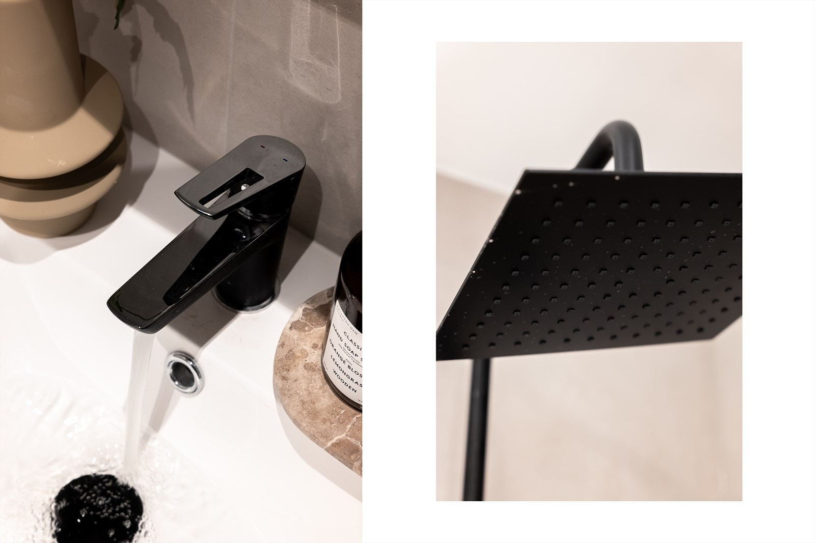 - Badet er nøye gjennomtenkt med elegante svarte detaljer - Galleribilde