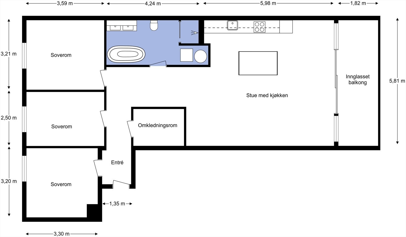 Plantegning med mål - Hagapynten 25 Galleribilde
