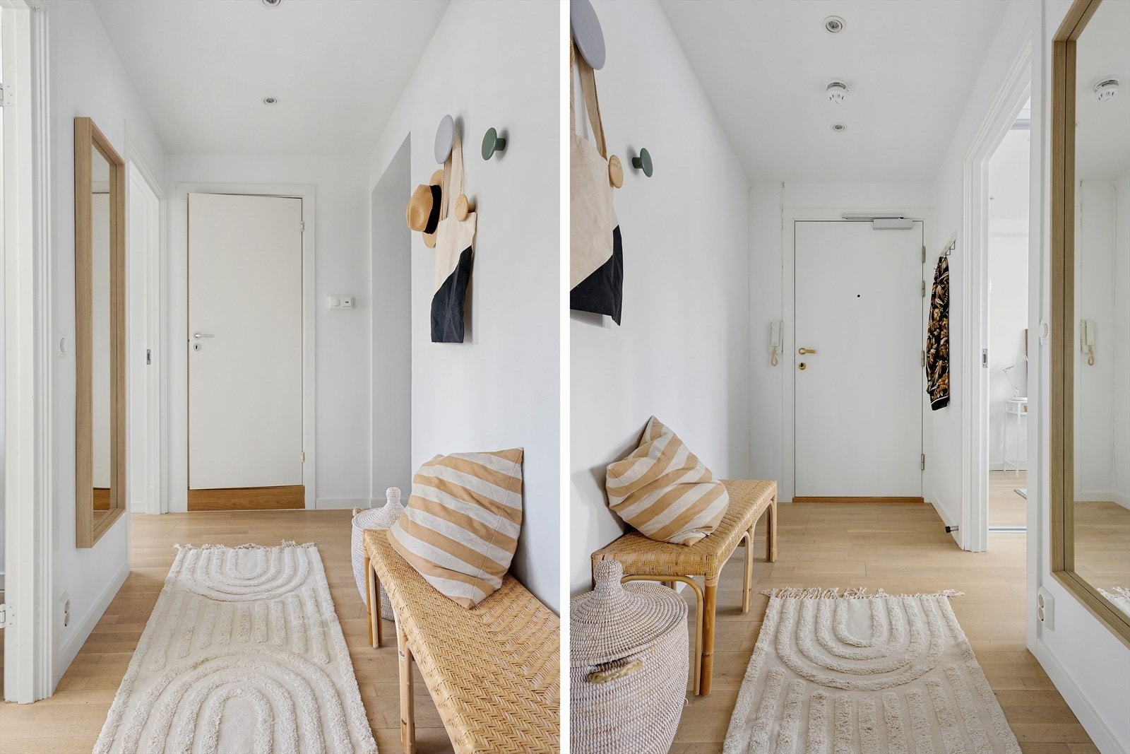 Innbydende entré hvor det er god plass til å henge fra seg yttertøy samt plassering av sko Galleribilde