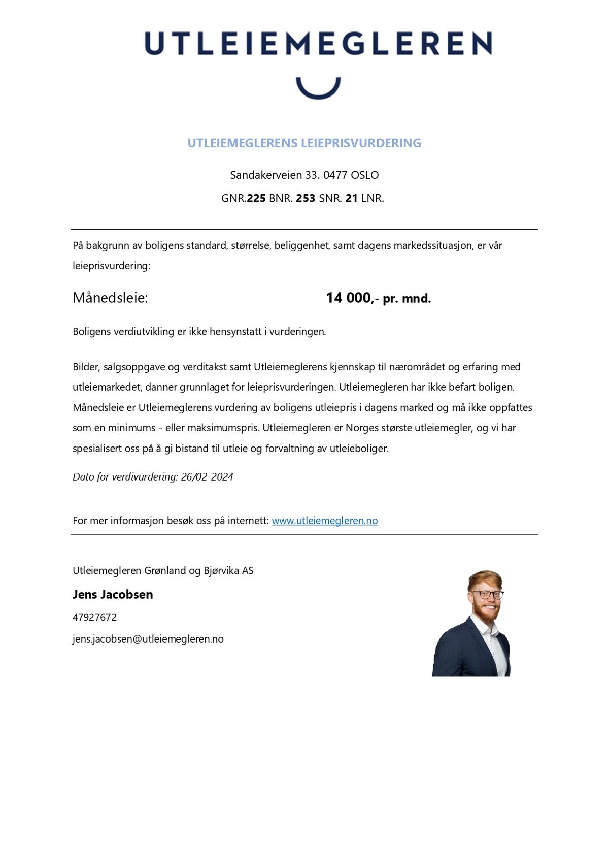 Utleievurdering fra Utleiemegleren. Galleribilde