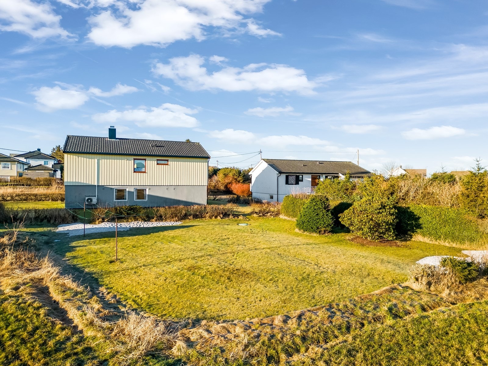 Stor plenlagt hage med hekk. Galleribilde