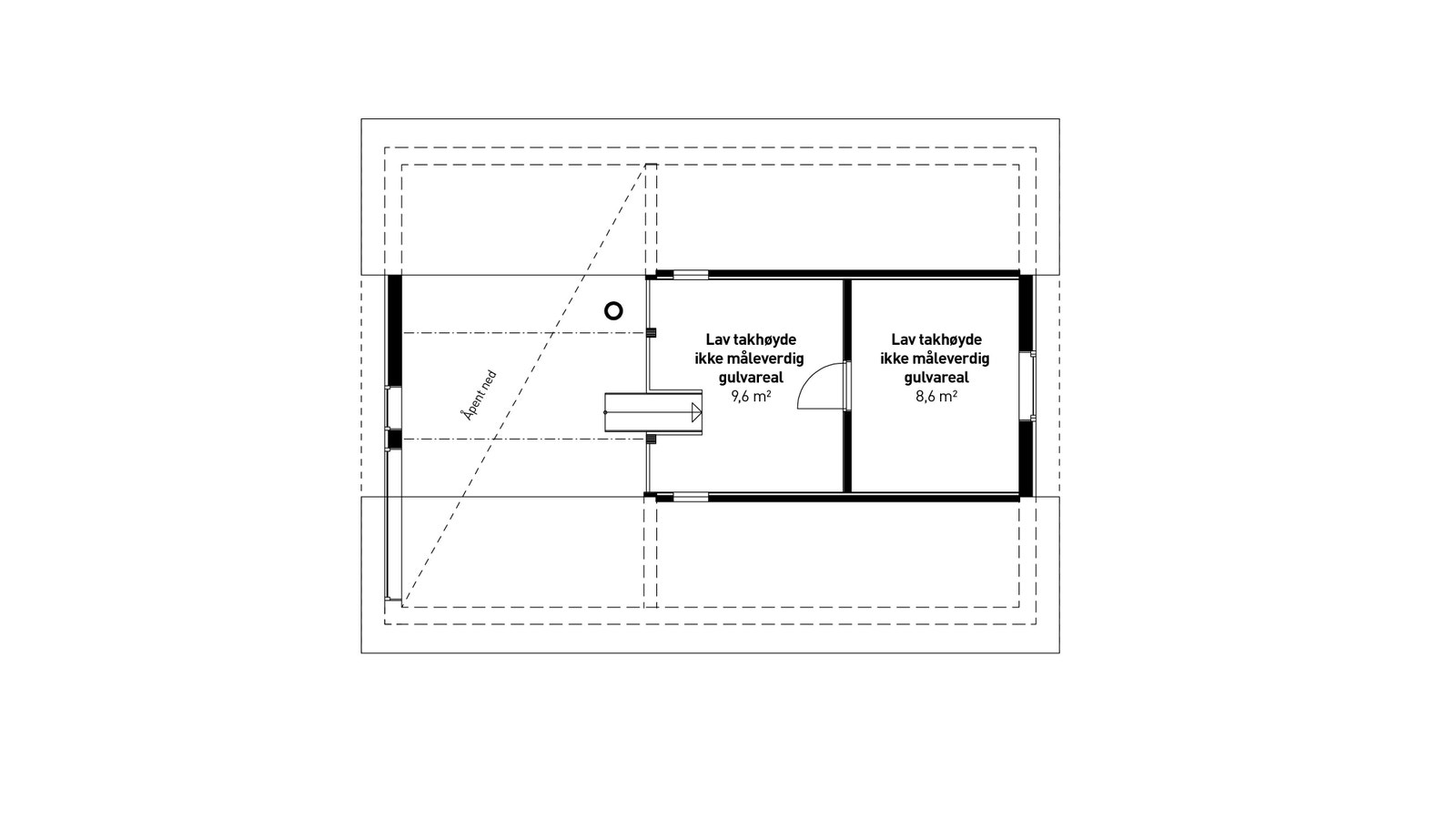 Hemsen har et oppholdsareal med fin plass til en ekstra liten stue, tv-stue eller lekeplass for barna. Og i tillegg er det plass til senger. Galleribilde