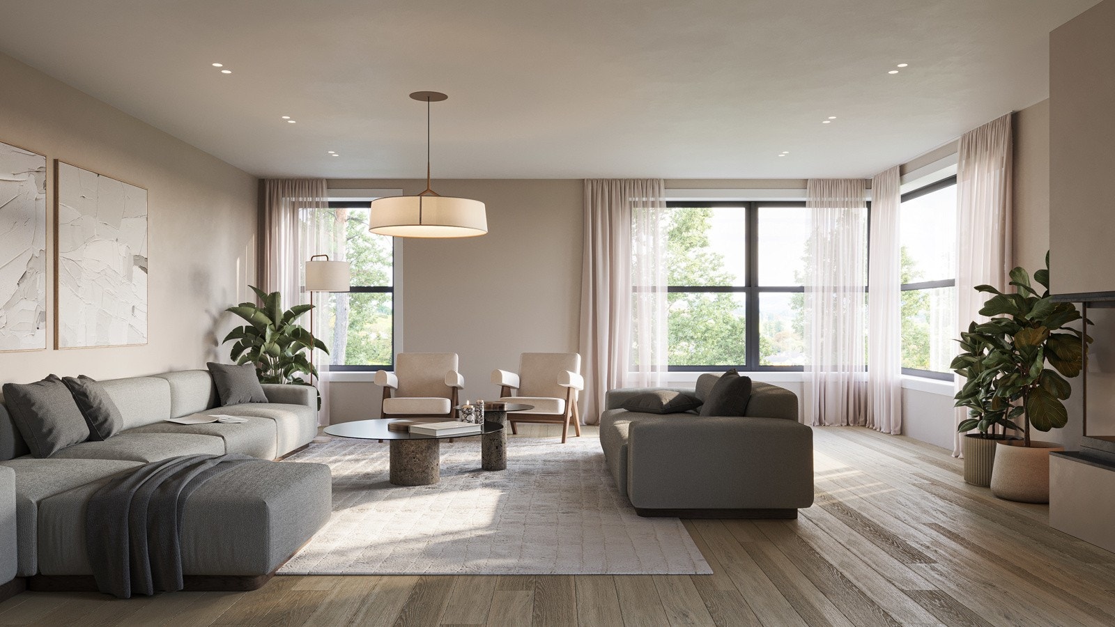 Stuen i andre etasje blir lys og luftig - Illustrasjon Galleribilde