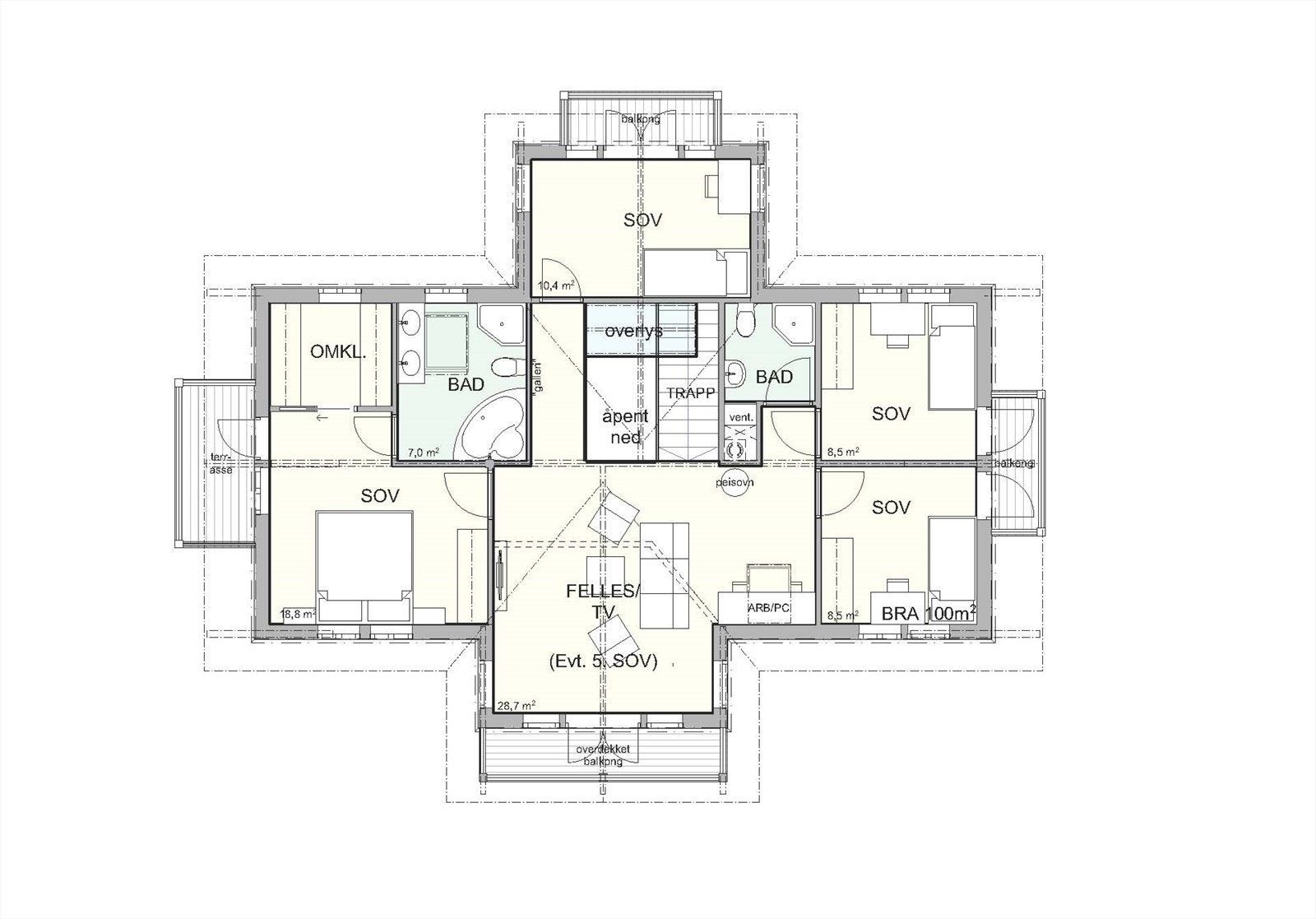 Hus A-D plan 2 Galleribilde