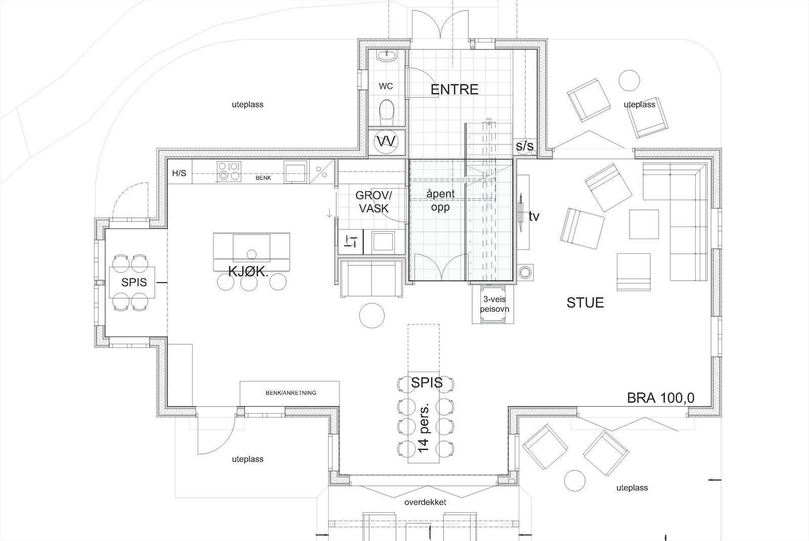 Hus A-D plan 1 Galleribilde