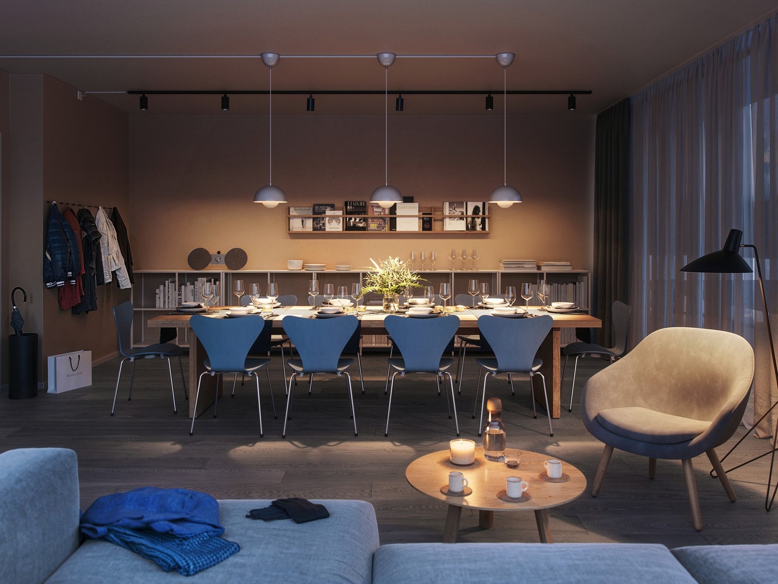 Det planlegges for flere fleksibelt innredete felleslokaler, som leies som selskapslokale, brukes som kontorsted/møterom eller være et treffsted for nabolaget. Galleribilde