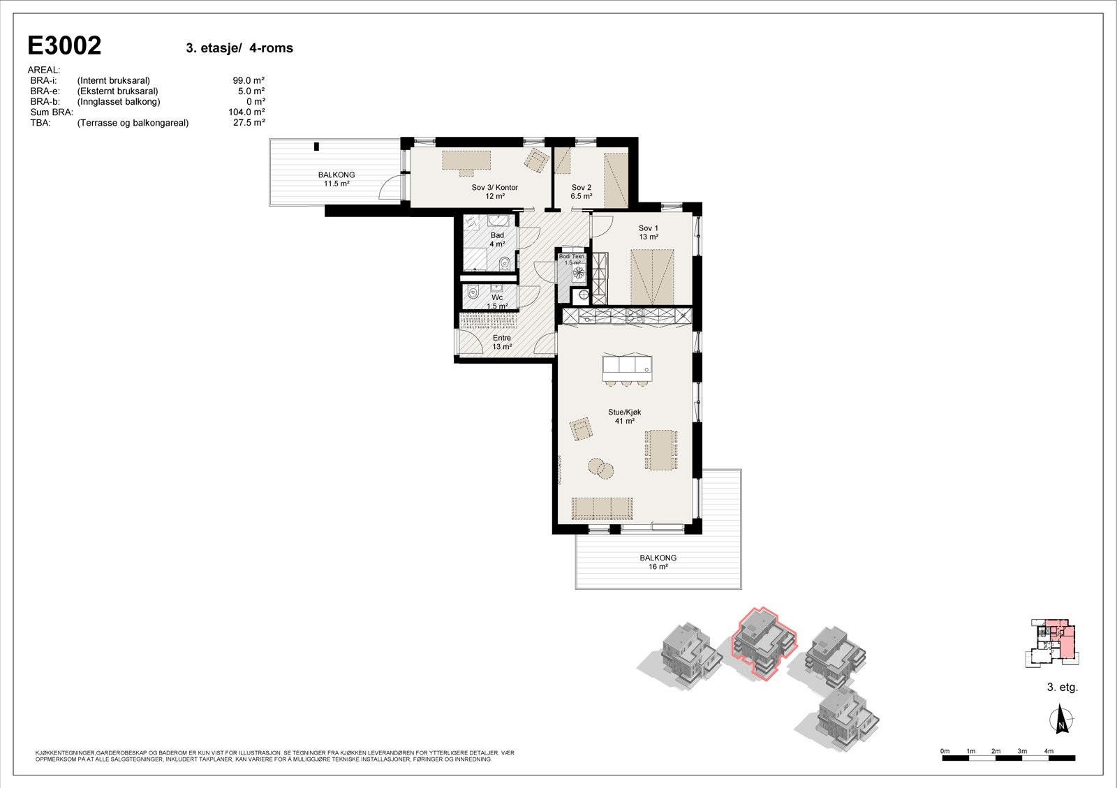 Plantegning leilighet E3002 Galleribilde
