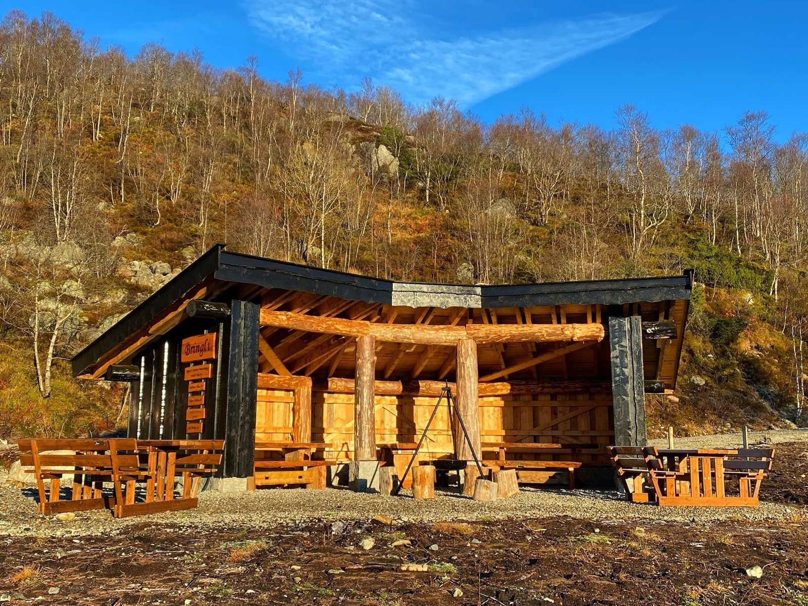 Gapahuk i hyttefeltet. Populært samlingspunkt for hele Stavtjørn. Galleribilde