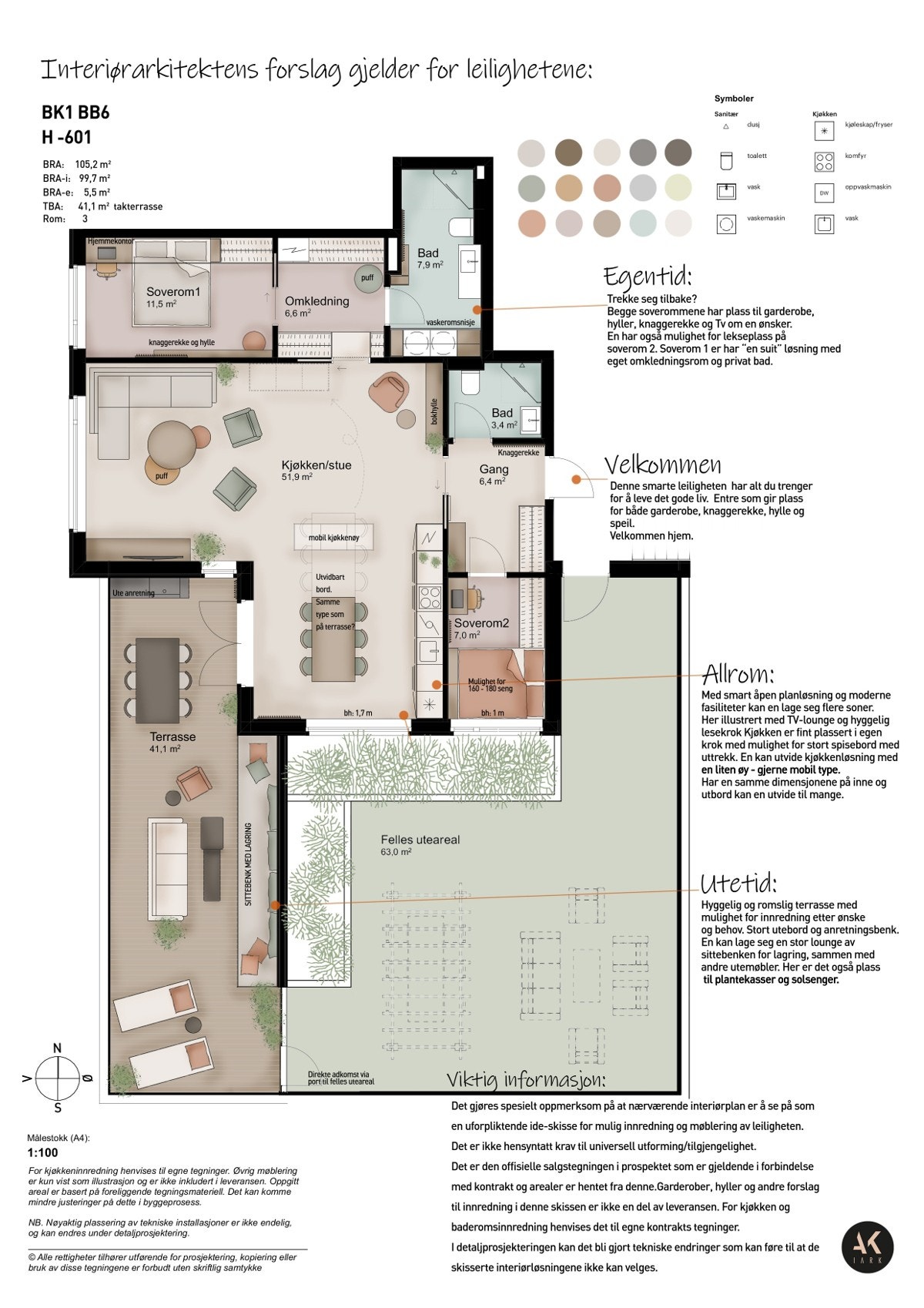 Interiørarkitektektens forslag for møblering Galleribilde