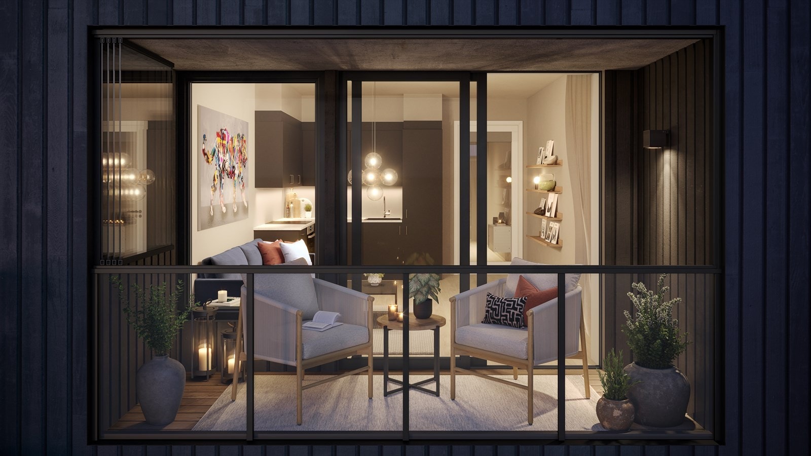 Innglasset balkong så man kan nyte uteplassen uansett vær. Galleribilde