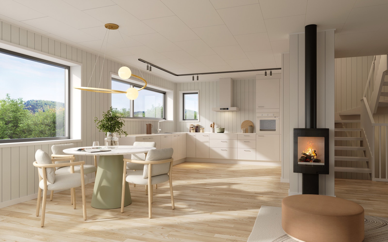 Stue/kjøkken. Illustrasjoner er av illustrativ karakter og avvik kan forekomme. Galleribilde