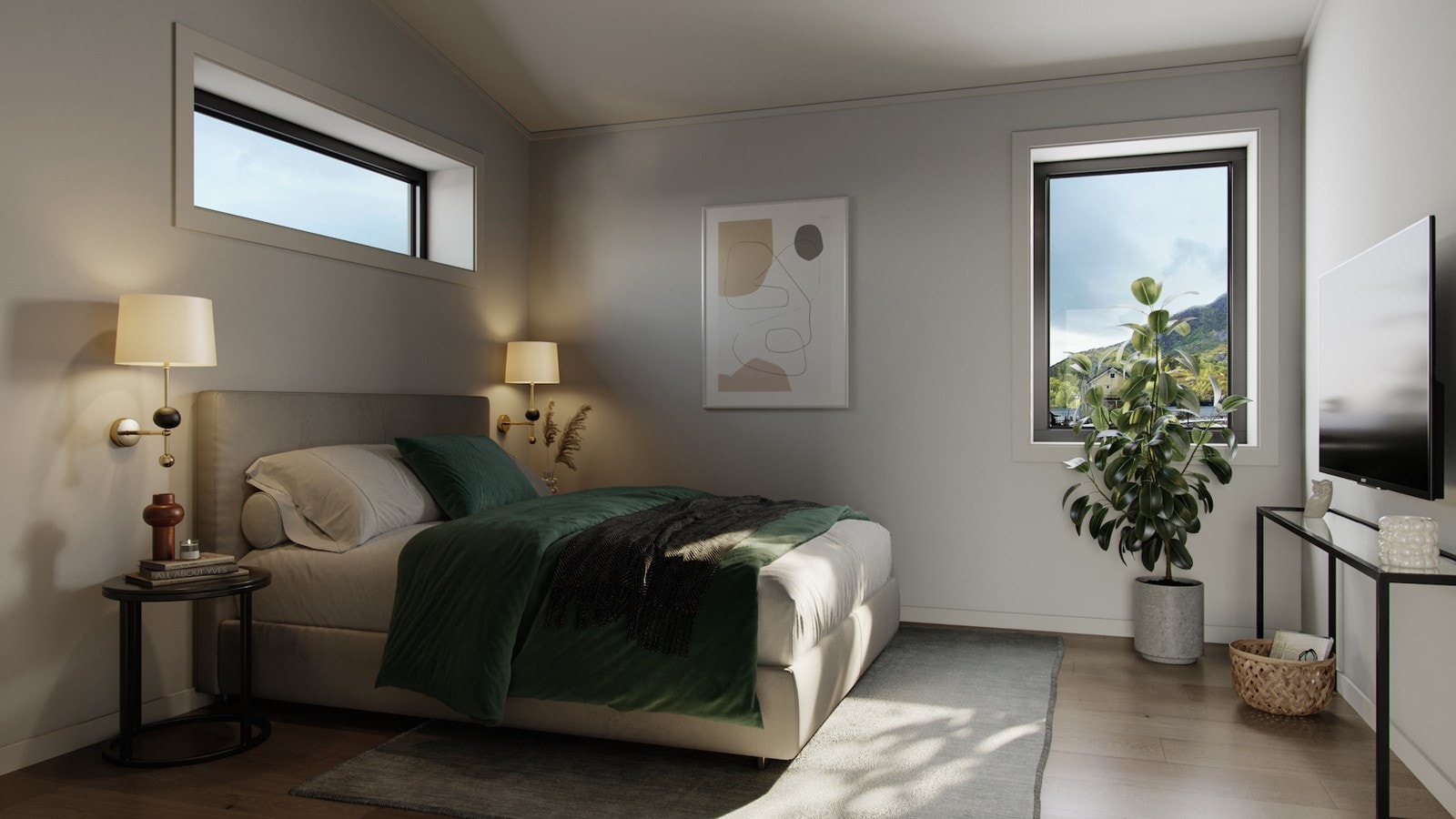 Bustaden inneheld 3 soverom, bad og stove/kjøkken. Galleribilde