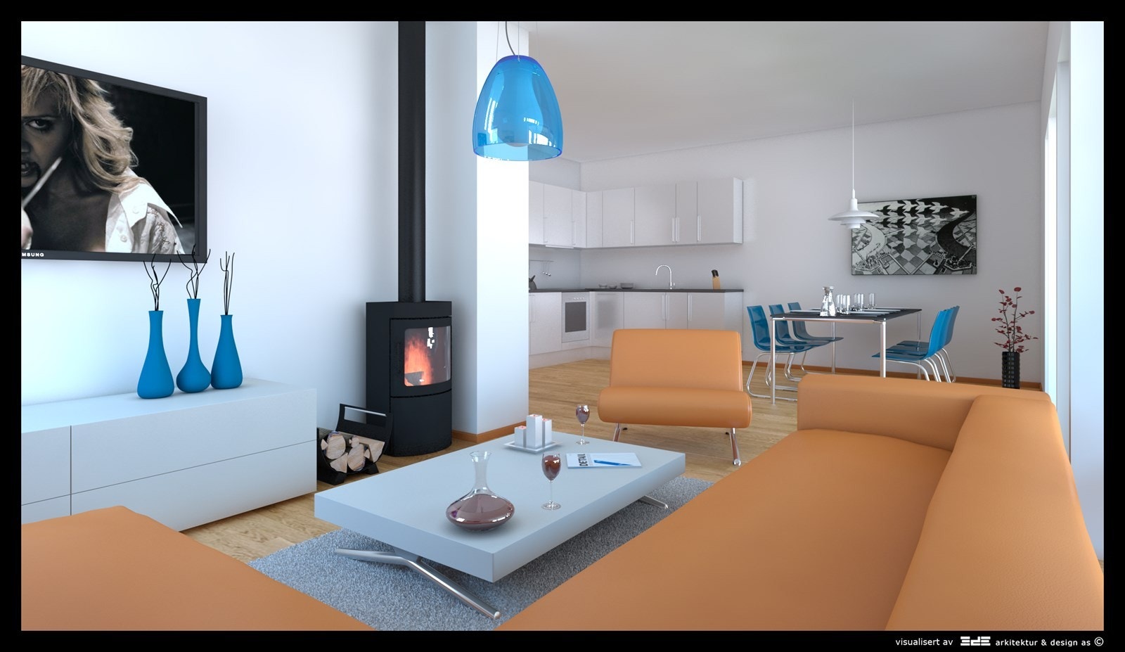 Leilighetene levers med høy og moderne standard med bla. 2 soverom, stue, kjøkken mm. Galleribilde