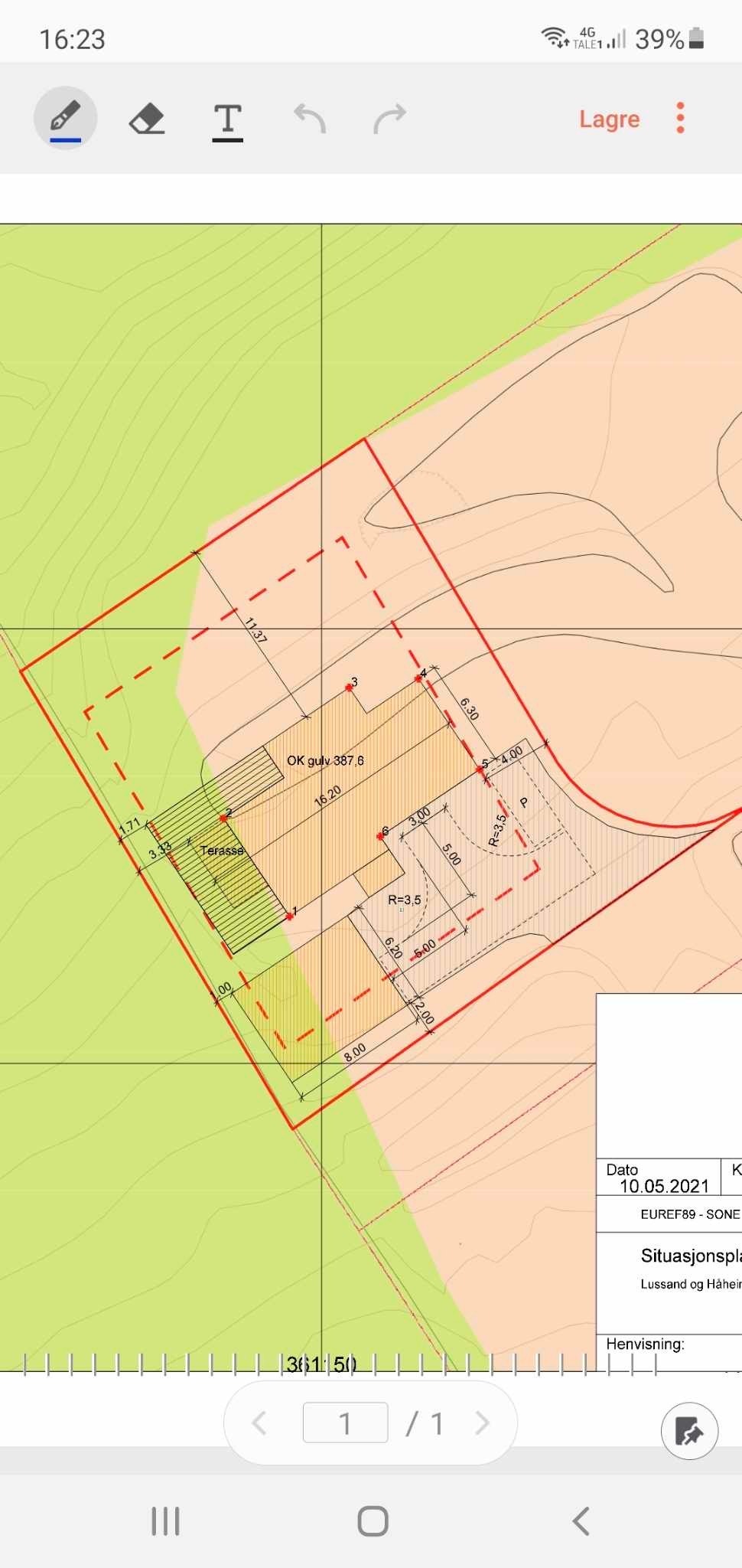 Døme på situasjonsplan for hus og garasje Galleribilde