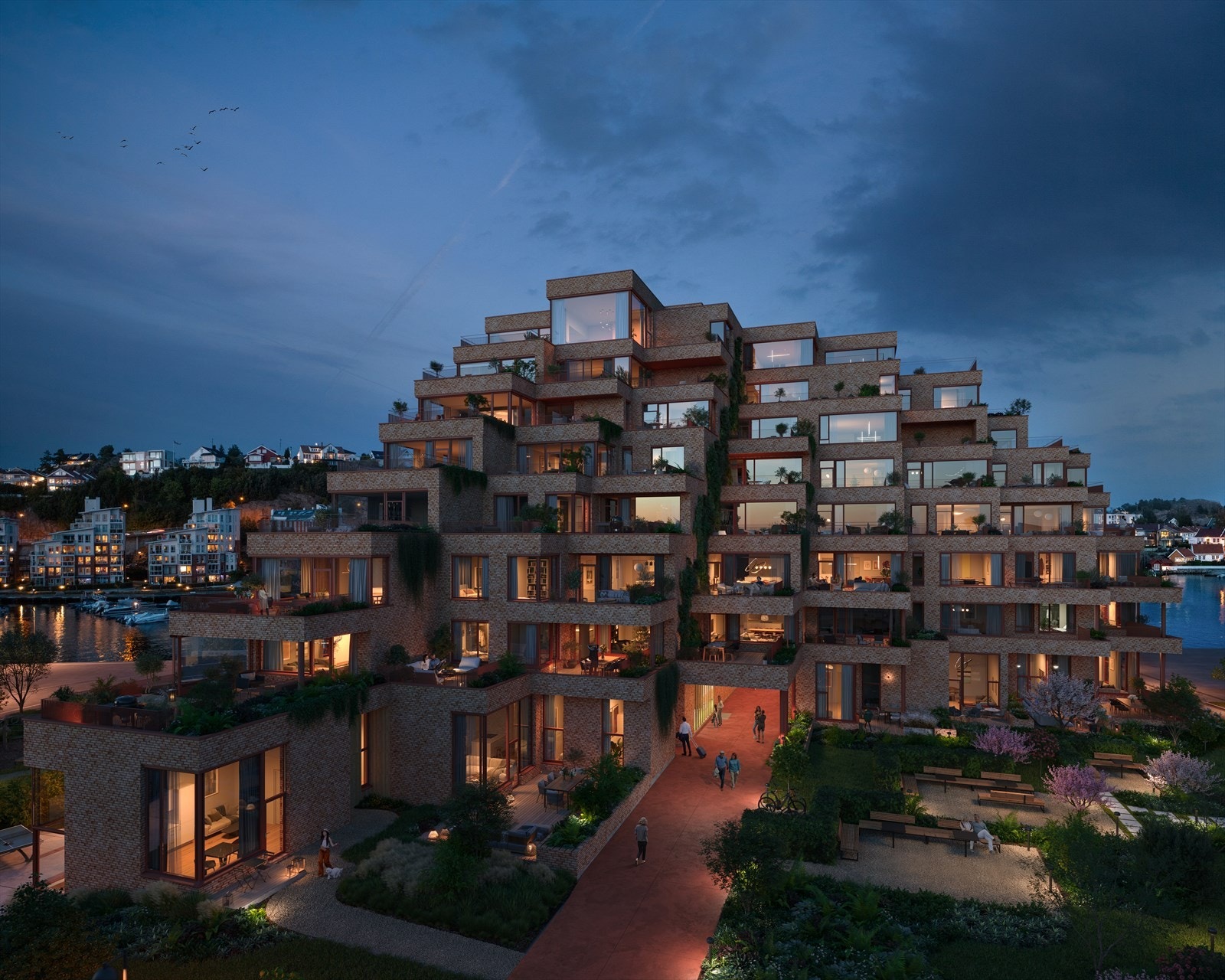 Illustrasjonsbilde boligkompleks by night.jpg Galleribilde