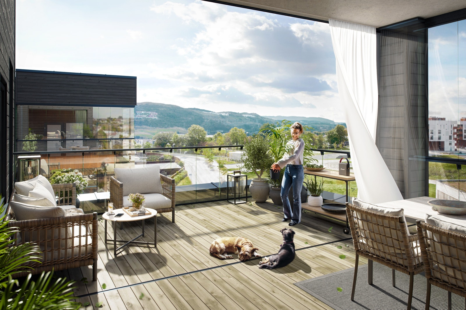 Toppleilighet 501 har flott utsikt og meget romslige balkonger både med og uten innglassing Galleribilde