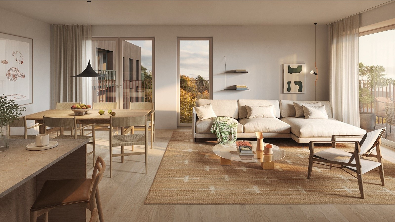 Hjemmet er utstyrt med et avansert digitalt system som enkelt lar deg kontrollere lys og varme. Dette er en illustrasjon, og avvik kan forekomme. Galleribilde