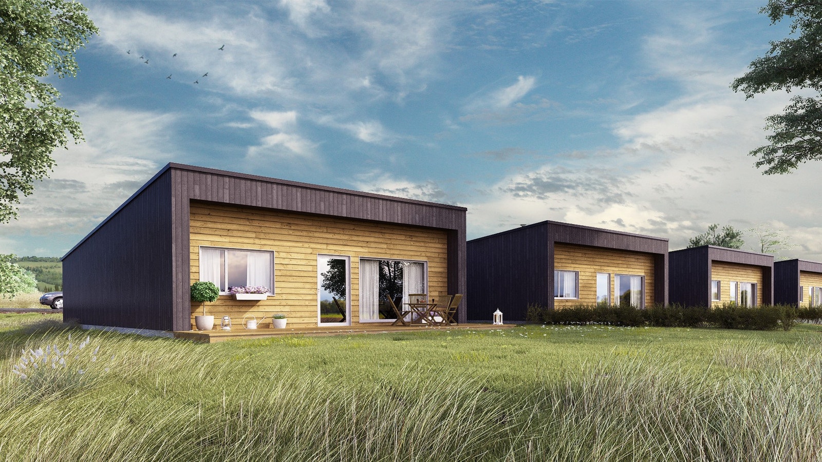 Velkommen til Slettmotunet - 5 stk eneboliger i rekke med carport - presentert av EiendomsMegler1 ved Terje Opland Galleribilde