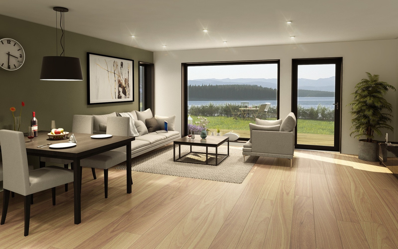 Lys og trivelig stue med stort vindu i front og kjøkken i bakkant. Fra tomten er det fin utsikt ut mot Langsundet. Galleribilde