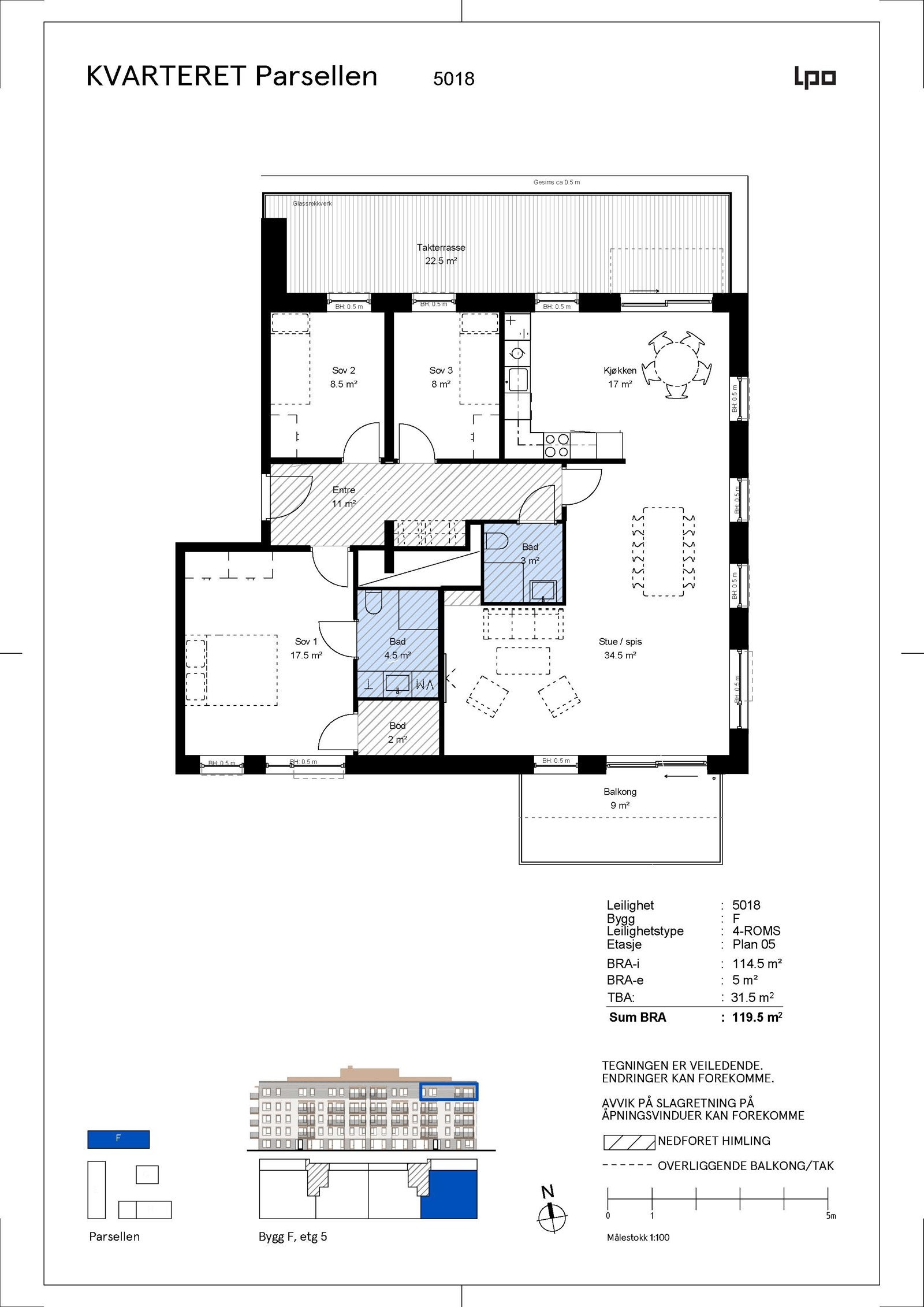 Planløsning Parsellen leilighet F5018 Galleribilde