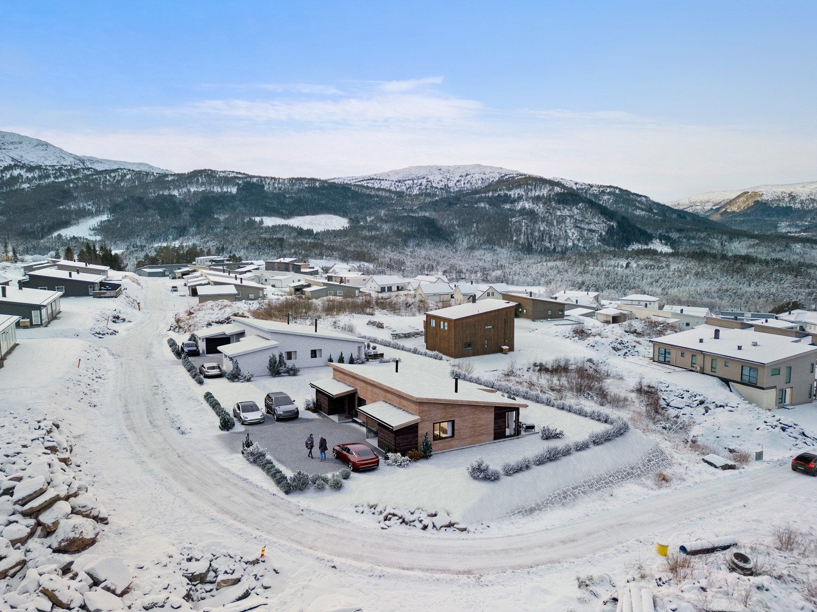 Boligene ligger fint til i nyetablert boligfelt på Steia Galleribilde