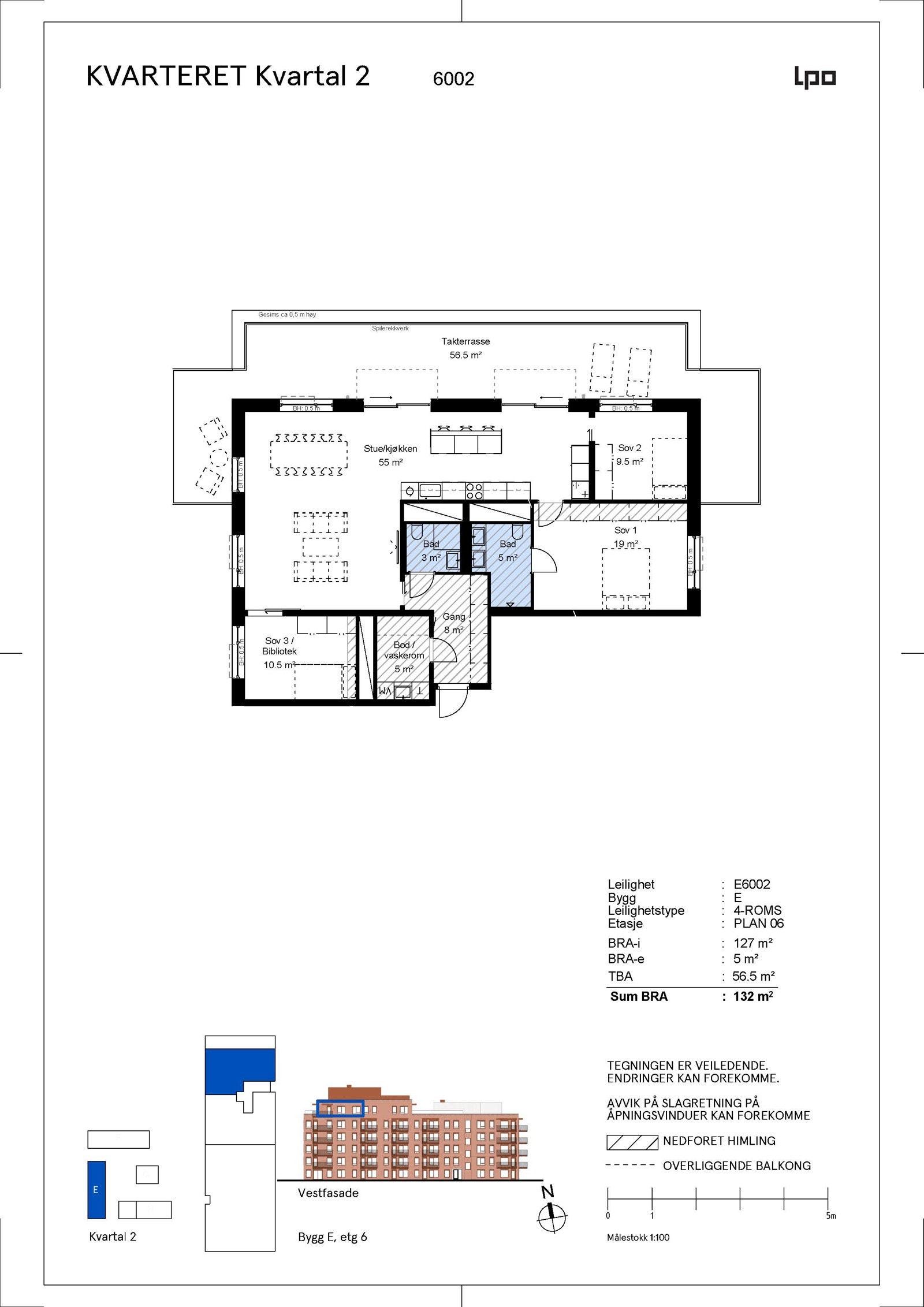 Planløsning Parsellen leilighet E6001 Galleribilde
