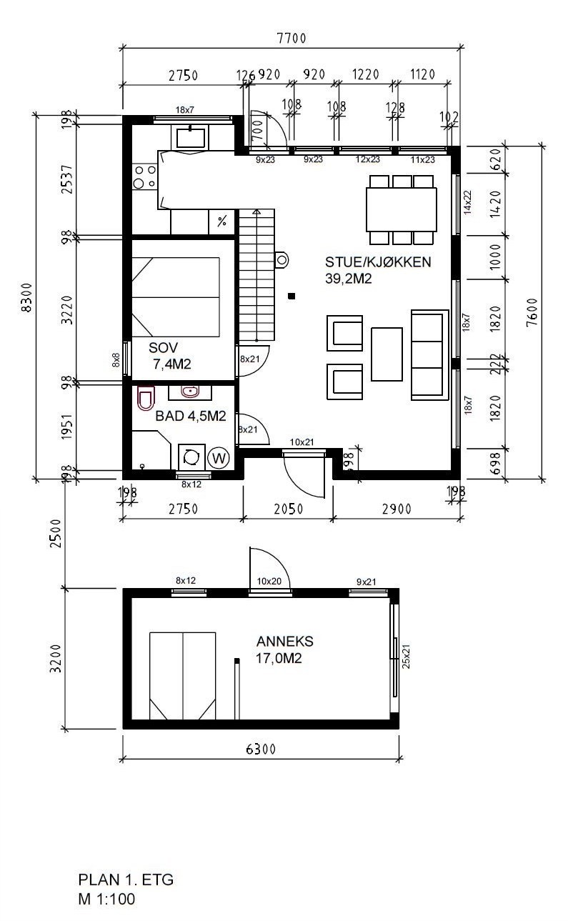 Tegning 1. etg. - hytte med loftstue Galleribilde