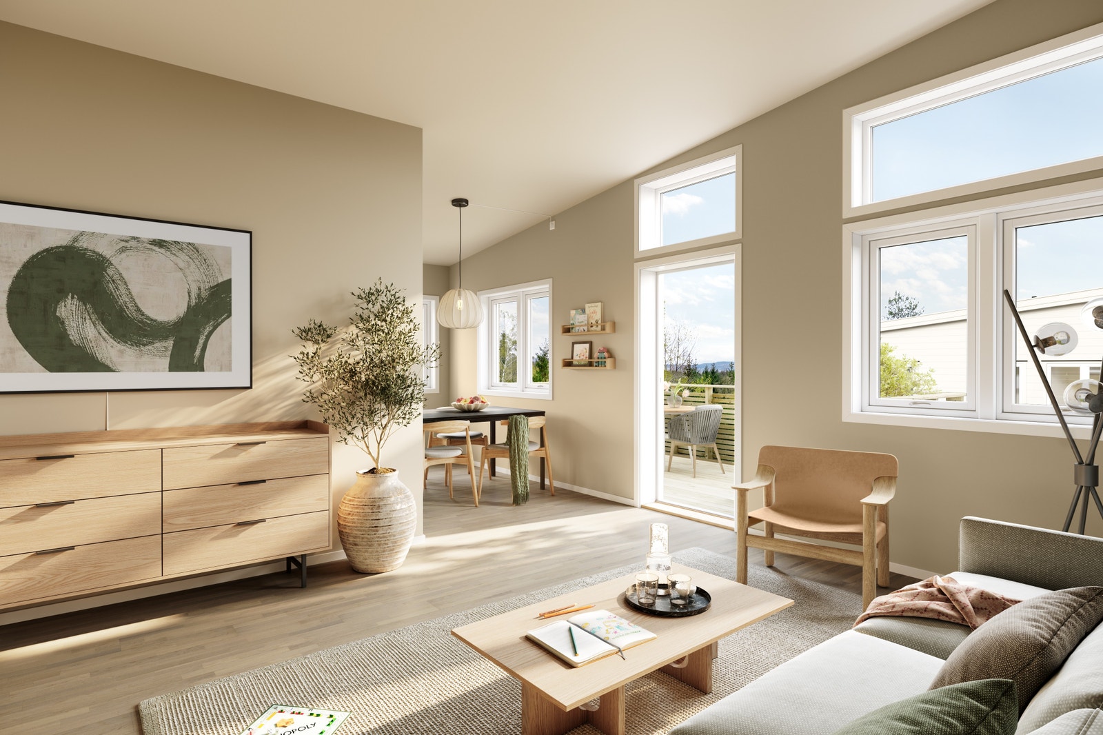 leiligheter i 2. etg har god takhøyde og mye lys Galleribilde